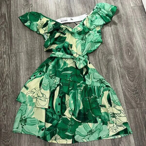 NWT HT 360 Collection Green Printed Mini Dress